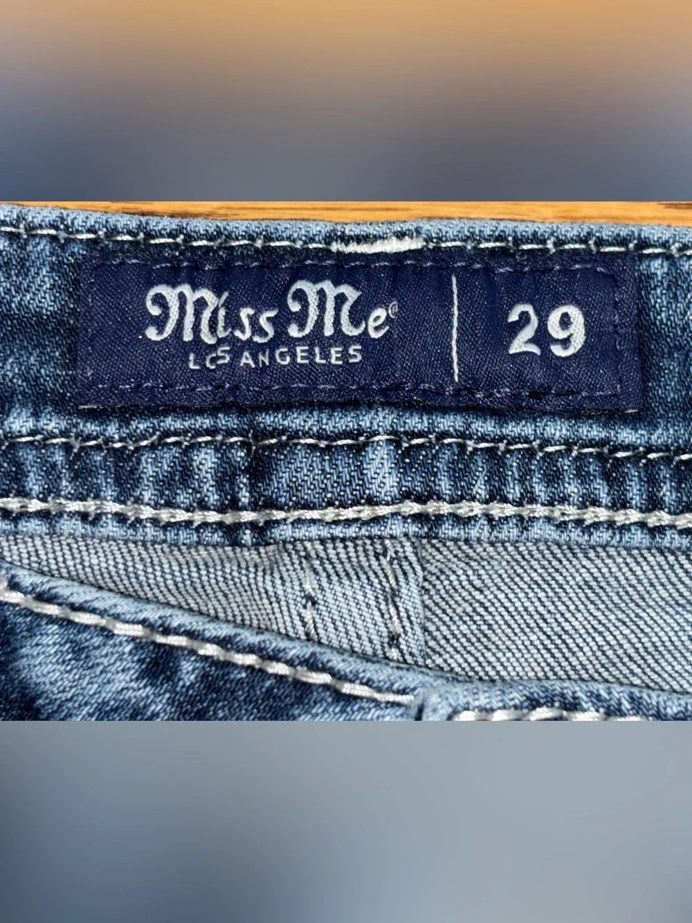 Miss Me Curvy Ankle Skinny Jeans Women’s Size 29x27 Distressed Rhinestone Pearls - Picture 14 of 16